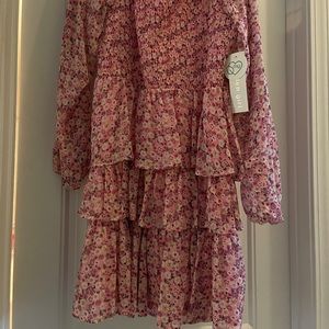 Madden Girl XXL Floral off the should ruffle dress
